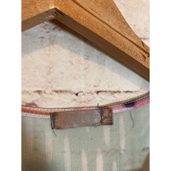 Filo Top Womens 14 Pastel Long Line Button Front Coverlet Mesh Artsy Boho Hippie - Picture 3 of 15